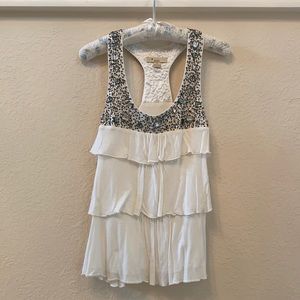 Bling jewel embellished racerback ruffle tank